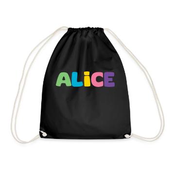 Name - Alice - Drawstring Bag - black - Front