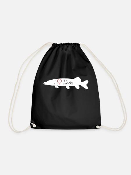 I Love Pike white - Drawstring Bag - black