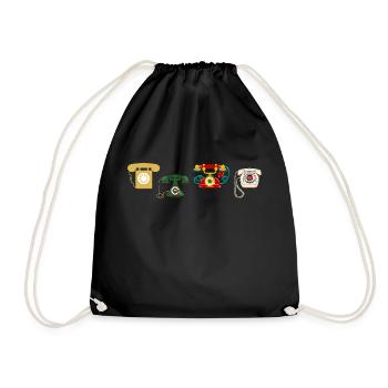 Vintage Retro Phone - Drawstring Bag - black - Front