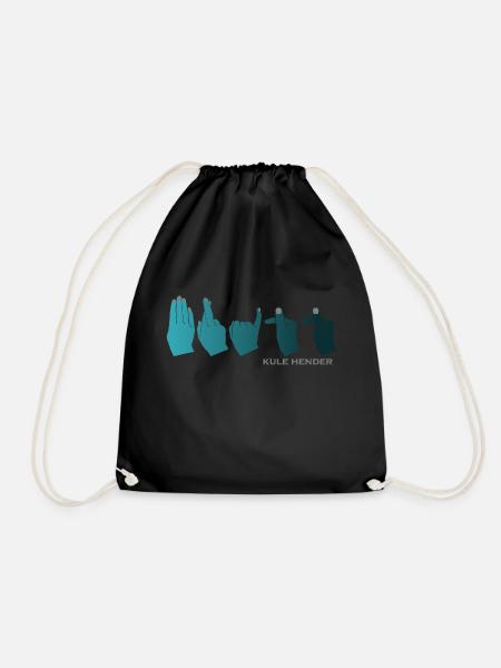 Hand alphabet Britt petrol gradient - Drawstring Bag - black