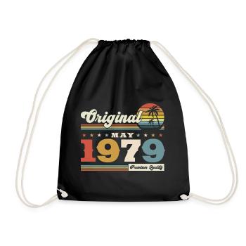 Original 1979 Jahrgang 1979 45. Geburtstag 1979 - Turnbeutel - Schwarz - Vorne