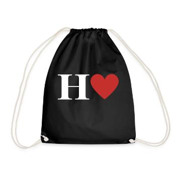 Lettre h cœur rouge - Sac de sport léger - noir - Devant