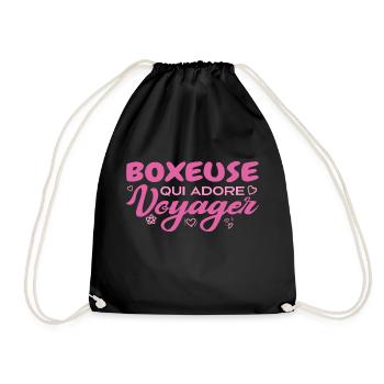 Globetrotting boxer with a passion for travel - Drawstring Bag - black - Front