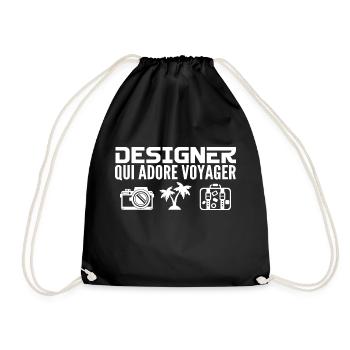 Travelers & Designers: Passion & Discovery - Drawstring Bag - black - Front