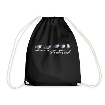 let ́s take a walk seagull beach sea Sylt Hiddensee - Drawstring Bag - black - Front