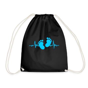 Heartbeat baby boy - Drawstring Bag - black - Front