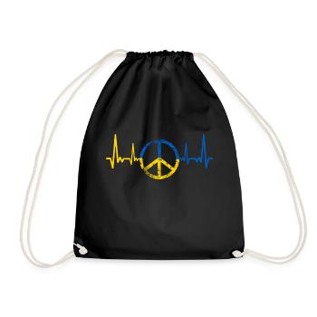 Ukraine Heartbeat Shirt with ECG - Drawstring Bag - black - Front