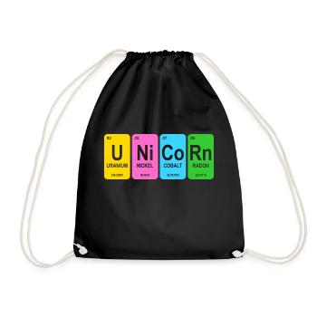 Einhorn - Turnbeutel - Schwarz - Vorne