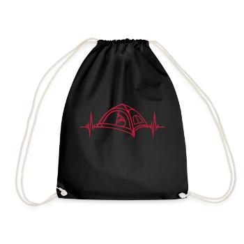 Heartbeat Puls Camping Tent - Drawstring Bag - black - Front