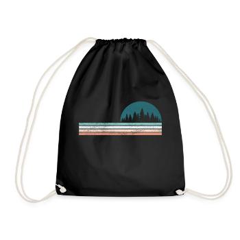 Forest Forests Forester Hunter Gift Idea Retro - Drawstring Bag - black - Front