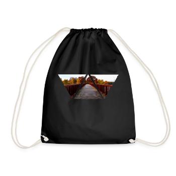 Bridge Triangle Forest Trees Gift Nature Hiking - Drawstring Bag - black - Front