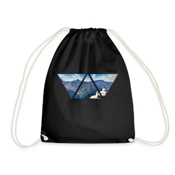 Alps Triangle Mountains Austria Gift Hiking - Drawstring Bag - black - Front