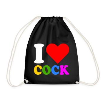 I love cock - Drawstring Bag - black - Front