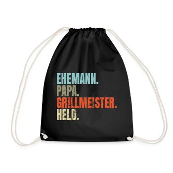 Ehemann Papa Grillmeister Held: Vintage Geschenk - Turnbeutel - Schwarz - Vorne