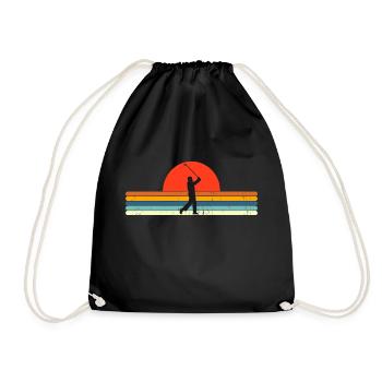 Retro Golf Grandpa Sunset design - Drawstring Bag - black - Front