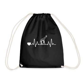 Giraffe Heartbeat Giraffe - Drawstring Bag - black - Front