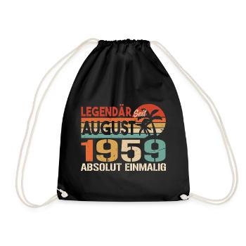 Geboren im August 1959 Funny Birthday Retro - Turnbeutel - Schwarz - Vorne