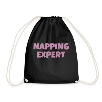 Funny sarcastic nap slogan, gift for tired parents - Drawstring Bag - black - Front