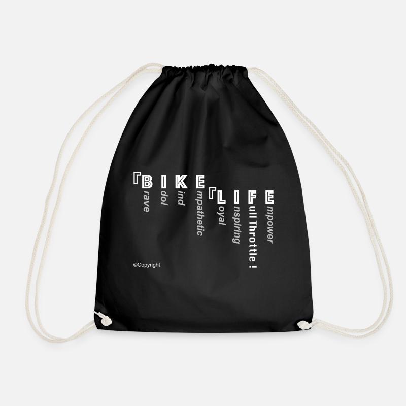 Motorcycle Life in White - Drawstring Bag - black