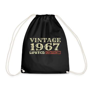 Jahrgang 1967: Einzigartiges Retro-Geschenk zum 57. Geburtstag - Turnbeutel - Schwarz - Vorne