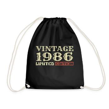1986 Vintage: 38th Anniversary Unique Retro Gift - Drawstring Bag - black - Front