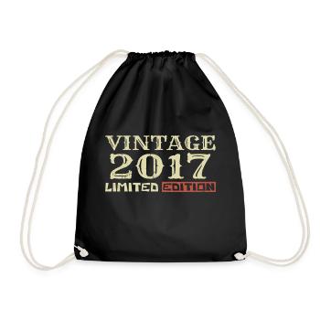 2017 Vintage: 7th Anniversary Unique Retro Gift - Drawstring Bag - black - Front