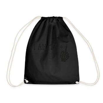I Am 17 Plus Middle Finger - 18th Birthday - Drawstring Bag - black - Front