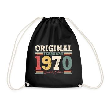 55ème anniversaire cadeau mari Original février 1970 - Sac de sport léger - noir - Devant