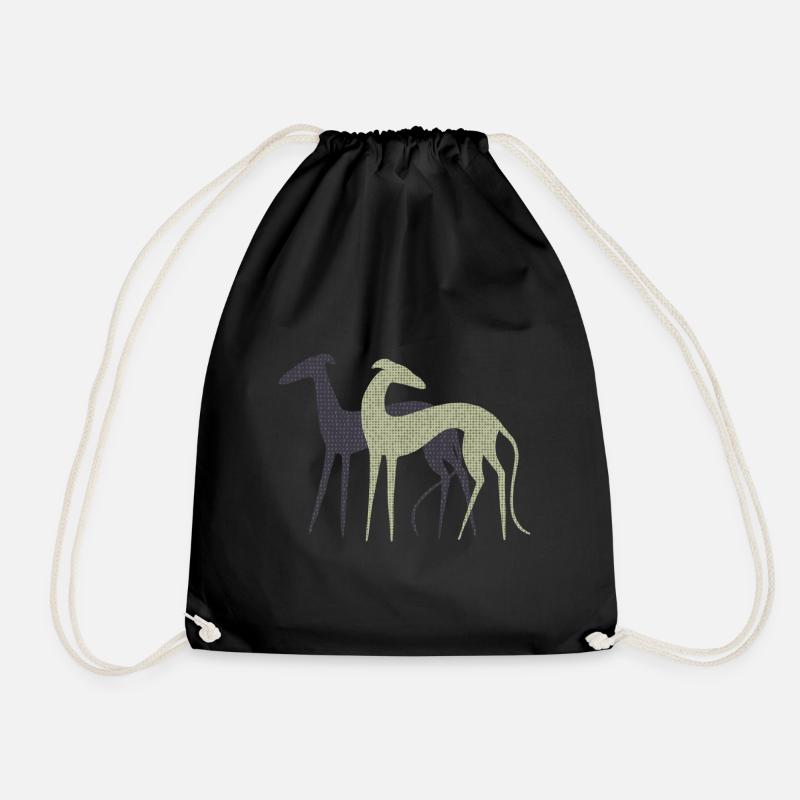 Two greyhounds - Drawstring Bag - black