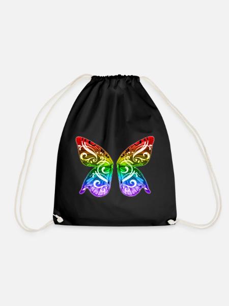 Regenbogen Schmetterling Gay Pride LGBT LGBTQ Love - Turnbeutel - Schwarz