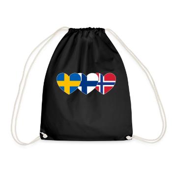 Suède Finlande Norvège Drapeau Cœur - Sac de sport léger - noir - Devant