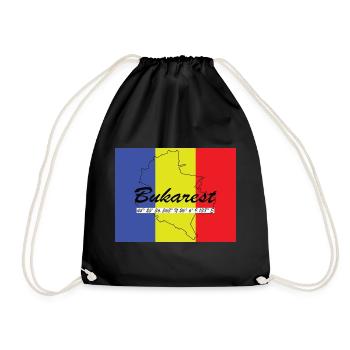 Bukarest - Hauptstadt mit GPS & Flagge - Turnbeutel - Schwarz - Vorne