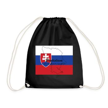 Bratislava - Hauptstadt mit GPS & Flagge - Turnbeutel - Schwarz - Vorne