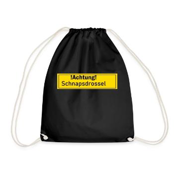 Schnapsdrossel Schanps Geschenk Geschenkidee Malle - Turnbeutel - Schwarz - Vorne