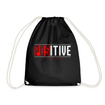 "Positive Thinking" Motivation, Sprüche, Geschenk - Turnbeutel - Schwarz - Vorne