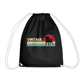 Vintage Hund Retro Sonnenuntergang - Turnbeutel - Schwarz - Vorne