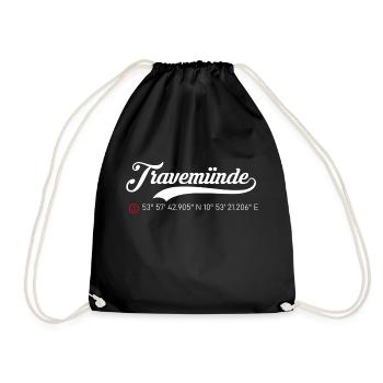 Travemünde Koordinaten - Turnbeutel - Schwarz - Vorne