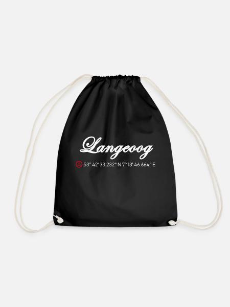Langeoog Koordinaten - Turnbeutel - Schwarz