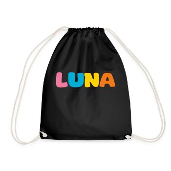 Name - Luna - Drawstring Bag - black - Front