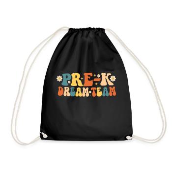 Pre-k Dream Team Retro Groovy - Drawstring Bag - black - Front