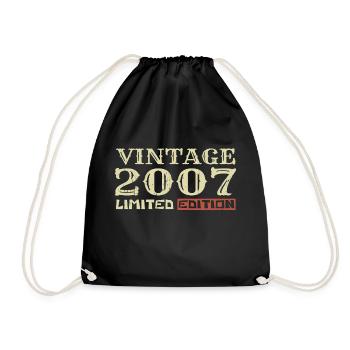 2007 Vintage: Einzigartiges Retro-Geschenk zum 17-jährigen Jubiläum - Turnbeutel - Schwarz - Vorne