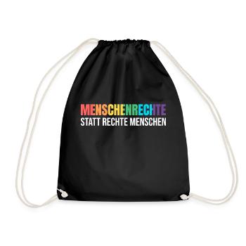 Menschenrechte Demonstration gegen Rechtstatt - Turnbeutel - Schwarz - Vorne