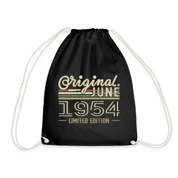 June 1954 Birthday June 1954 - Born in June 1954 - Drawstring Bag - black - Front