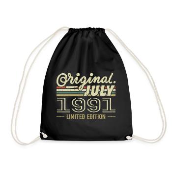 Juli 1991 Original Geburtstagsgeschenk 1991 - Turnbeutel - Schwarz - Vorne