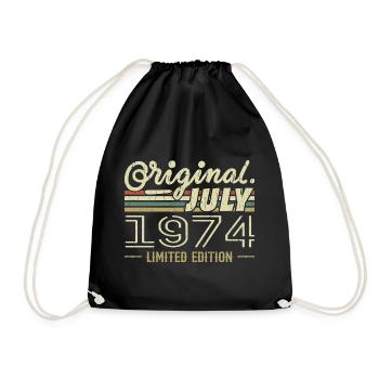 Juli 1974 Originales Geburtstagsgeschenk 1974 - Turnbeutel - Schwarz - Vorne