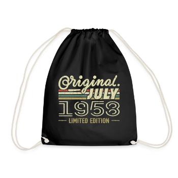 Juli 1958 Original Geburtstagsgeschenk 1958 - Turnbeutel - Schwarz - Vorne