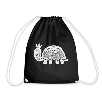 Tortue rieuse avec couronne - Sac de sport léger - noir - Devant