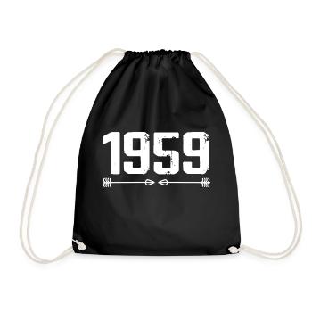 Born in 1959 Vintage 66 Years 67 Birthday Gift - Drawstring Bag - black - Front