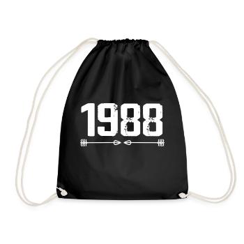 Born in 1988 Vintage 37 Years 38 Birthday Gift - Drawstring Bag - black - Front