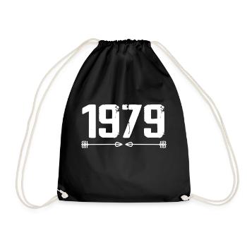 Born in 1979 Vintage 46 Years 47 Birthday Gift - Drawstring Bag - black - Front